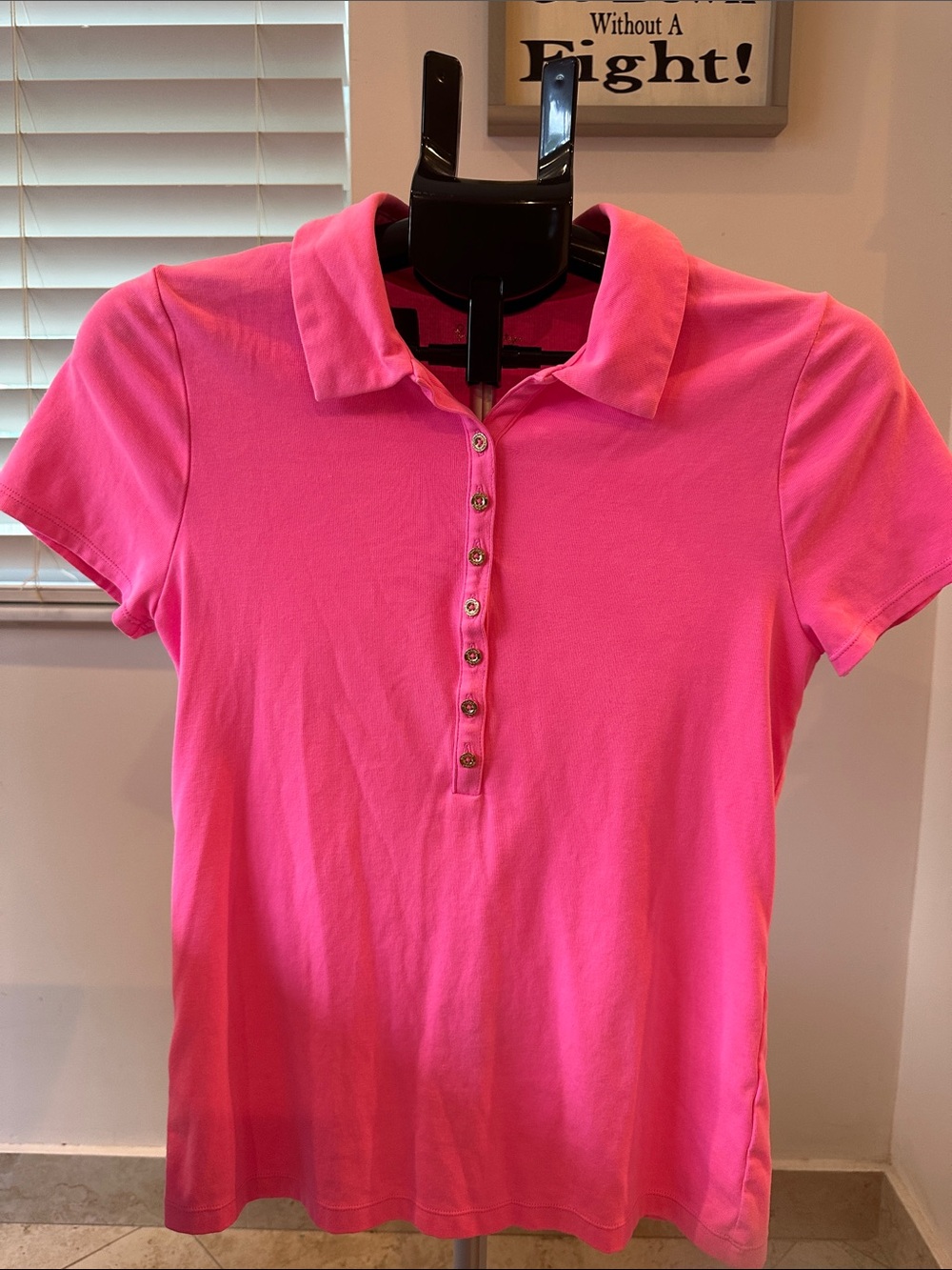 Lilly Pulitzer Hot Pink Button-Down Polo Shirt